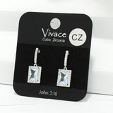 91253, RECTANGLE CUBIC ZIRCONIA EARRING