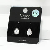 91254, DAINTY TEARDROP CUBIC ZIRCONIA STUD EARRING