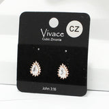 91254, DAINTY TEARDROP CUBIC ZIRCONIA STUD EARRING