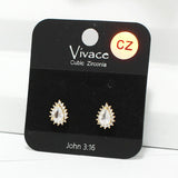 91254, DAINTY TEARDROP CUBIC ZIRCONIA STUD EARRING