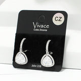 91256, TRIANGLE CUBIC ZIRCONIA DANGLE HUGGIE EARRING