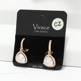91256, TRIANGLE CUBIC ZIRCONIA DANGLE HUGGIE EARRING
