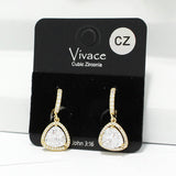91256, TRIANGLE CUBIC ZIRCONIA DANGLE HUGGIE EARRING
