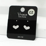 91257, DAINTY HEART PAVE CUBIC ZIRCONIA STUD EARRING, VALENTINE'S DAY