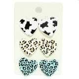 Leopard Print Heart Wooden Stud Earring, Valentine's DAY