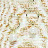 91261, PEARL DANGLE GEOMETRIC POST EARRING *GOLD DIPPED