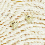 Heart Waffle Pattern Stud Earring *gold Dipped, Valentine's DAY