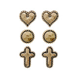 91298, CROSS & HEART STUD EARRING SET