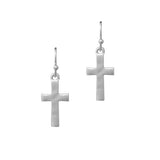 91299, HAMMERED METAL CROSS EARRING, RELIGIOUS