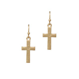 91299, HAMMERED METAL CROSS EARRING, RELIGIOUS