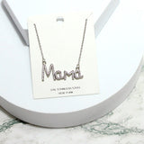 91313, "MAMA" STAINLESS STEEL CUBIC ZIRCONIA PENDANT NECKLACE, MOTHER'S DAY