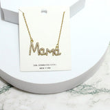 91313, "MAMA" STAINLESS STEEL CUBIC ZIRCONIA PENDANT NECKLACE, MOTHER'S DAY