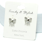 91324, BUTTERFLY CUBIC ZIRCONIA STUD EARRING/STERLING SILVER POST