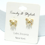 91324, BUTTERFLY CUBIC ZIRCONIA STUD EARRING/STERLING SILVER POST