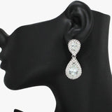 91330, TEARDROP ACCENT CUBIC ZIRCONIA EVENING EARRING, WEDDING, BRIDAL, PROM