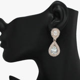 91330, TEARDROP ACCENT CUBIC ZIRCONIA EVENING EARRING, WEDDING, BRIDAL, PROM