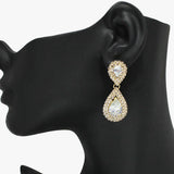 91330, TEARDROP ACCENT CUBIC ZIRCONIA EVENING EARRING, WEDDING, BRIDAL, PROM