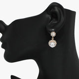 91332, ROUND ACCENT CUBIC ZIRCONIA EVENING EARRING, WEDDING, BRIDAL, PROM
