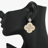 Clover Pave Rhinestone Earring - view 2