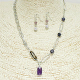 91363, HANDMADE SEMI PRECIOUS STONE CHARM NECKLACE