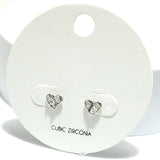 91366, DAINTY HEART CUBIC ZIRCONIA STUD EARRING, VALENTINE'S DAY
