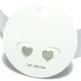 91371, DAINTY HEART CUBIC ZIRCONIA STUD EARRING, VALENTINE'S DAY