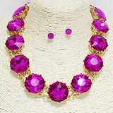91408, CHUNKY ROUND RHINESTONE NECKLACE