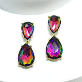 91421, TEARDROP RHINESTONE DANGLE EARRING, WEDDING, BRIDAL, PROM