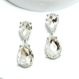 91421, TEARDROP RHINESTONE DANGLE EARRING, WEDDING, BRIDAL, PROM