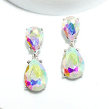 91421, TEARDROP RHINESTONE DANGLE EARRING, WEDDING, BRIDAL, PROM