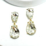 91421, TEARDROP RHINESTONE DANGLE EARRING, WEDDING, BRIDAL, PROM