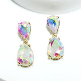 91421, TEARDROP RHINESTONE DANGLE EARRING, WEDDING, BRIDAL, PROM