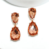 91421, TEARDROP RHINESTONE DANGLE EARRING, WEDDING, BRIDAL, PROM