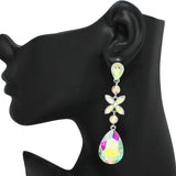 91445, TEARDROP ACCENT RHINESTONE EVENING DANGLE EARRING, WEDDING, BRIDAL, PROM