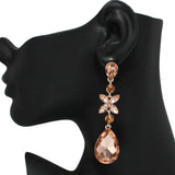 91445, TEARDROP ACCENT RHINESTONE EVENING DANGLE EARRING, WEDDING, BRIDAL, PROM