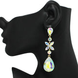 91445, TEARDROP ACCENT RHINESTONE EVENING DANGLE EARRING, WEDDING, BRIDAL, PROM