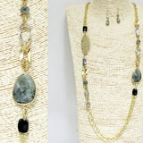 91453, HANDMADE SEMI PRECIOUS STONE LONG NECKLACE