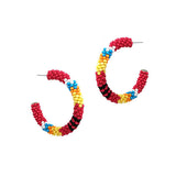 91460, 40MM WESTERN SEED BEAD HOOP EARRING