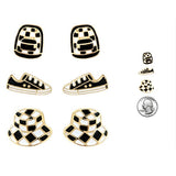 Check Print Bucket HAT & Shoes Stud Earring SET