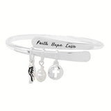 91466, "FAITH HOPE LOVE" CHARM BRACELET, RELIGIOUS