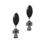 91472, WESTERN CROSS TURQUOISE STONE EARRING, RELIGIOUS