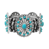 Western Concho Turquoise Stone Stretch Bracelet