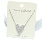 Heart Pave Cubic Zirconia Pendant Necklace, Valentine's DAY