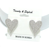 91491, HEART PAVE CUBIC ZIRCONIA STUD EARRING, VALENTINE'S DAY
