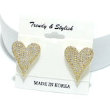 91491, HEART PAVE CUBIC ZIRCONIA STUD EARRING, VALENTINE'S DAY