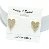 91492, HEART PAVE CUBIC ZIRCONIA STUD EARRING, VALENTINE'S DAY