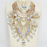 91502, FLOWER RHINESTONE ACCENT STATEMENT NECKLACE