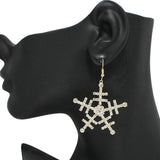 91505, PAVE RHINESTONE SNOWFLAKES DANGLE EARRING, CHRISTMAS,HOLIDAY
