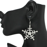 91505, PAVE RHINESTONE SNOWFLAKES DANGLE EARRING, CHRISTMAS,HOLIDAY