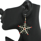 91505, PAVE RHINESTONE SNOWFLAKES DANGLE EARRING, CHRISTMAS,HOLIDAY